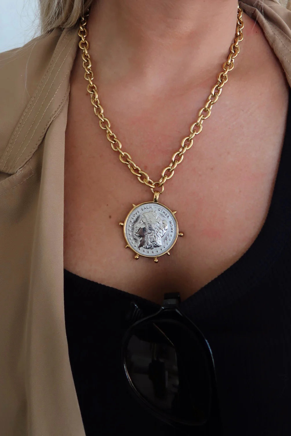 Two Toned Coin Necklace