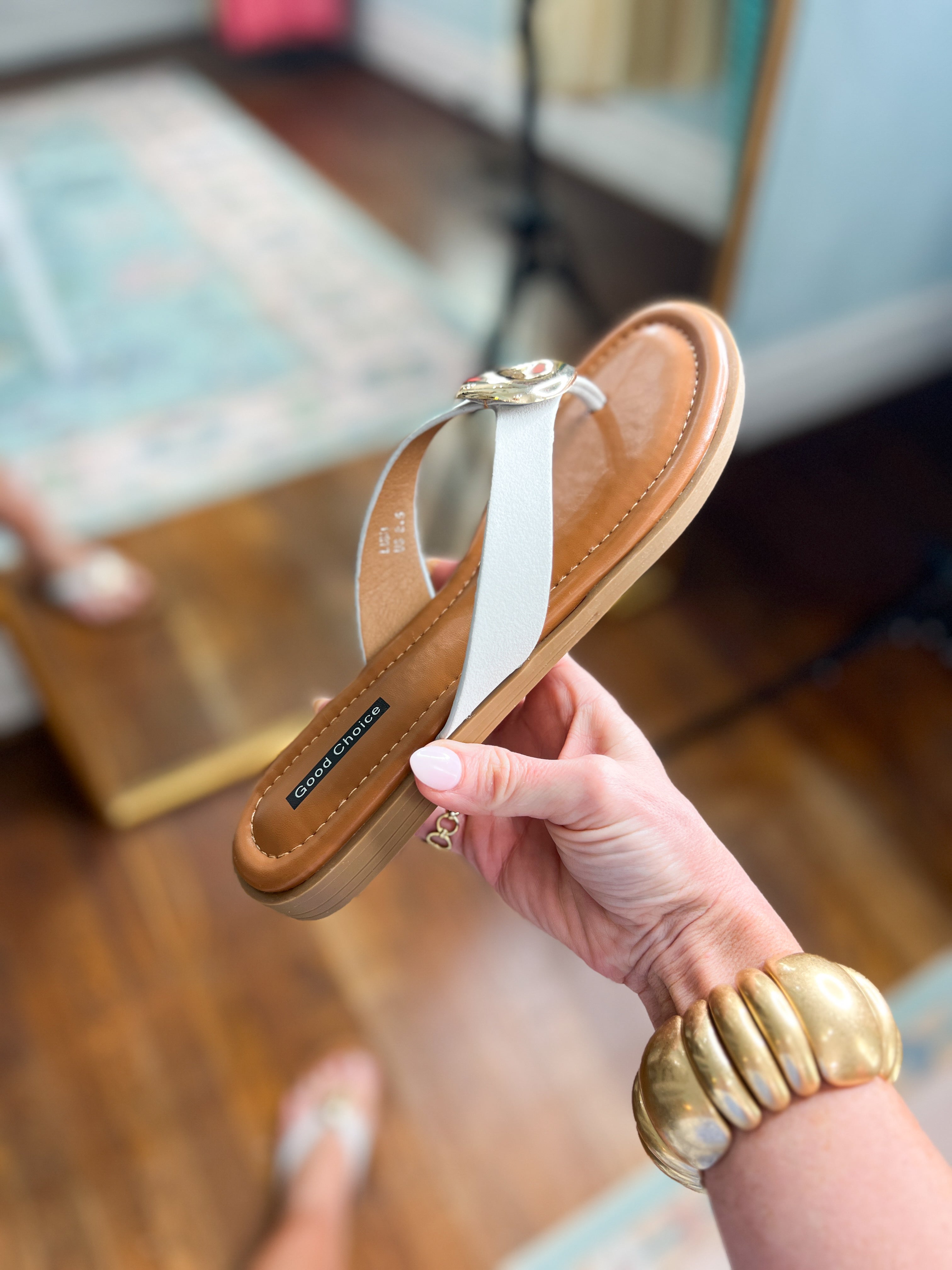 Lumi Embellished Flat Sandals - Ice