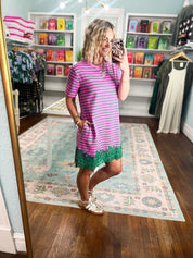 For Once In My Life Stripe Mini Dress - Orchid
