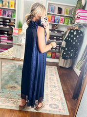 Beautiful Balance Lace Trim Midi Dress - Navy