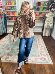 Wild At Heart Leopard Print Sweater Top - Ecru/Mocha