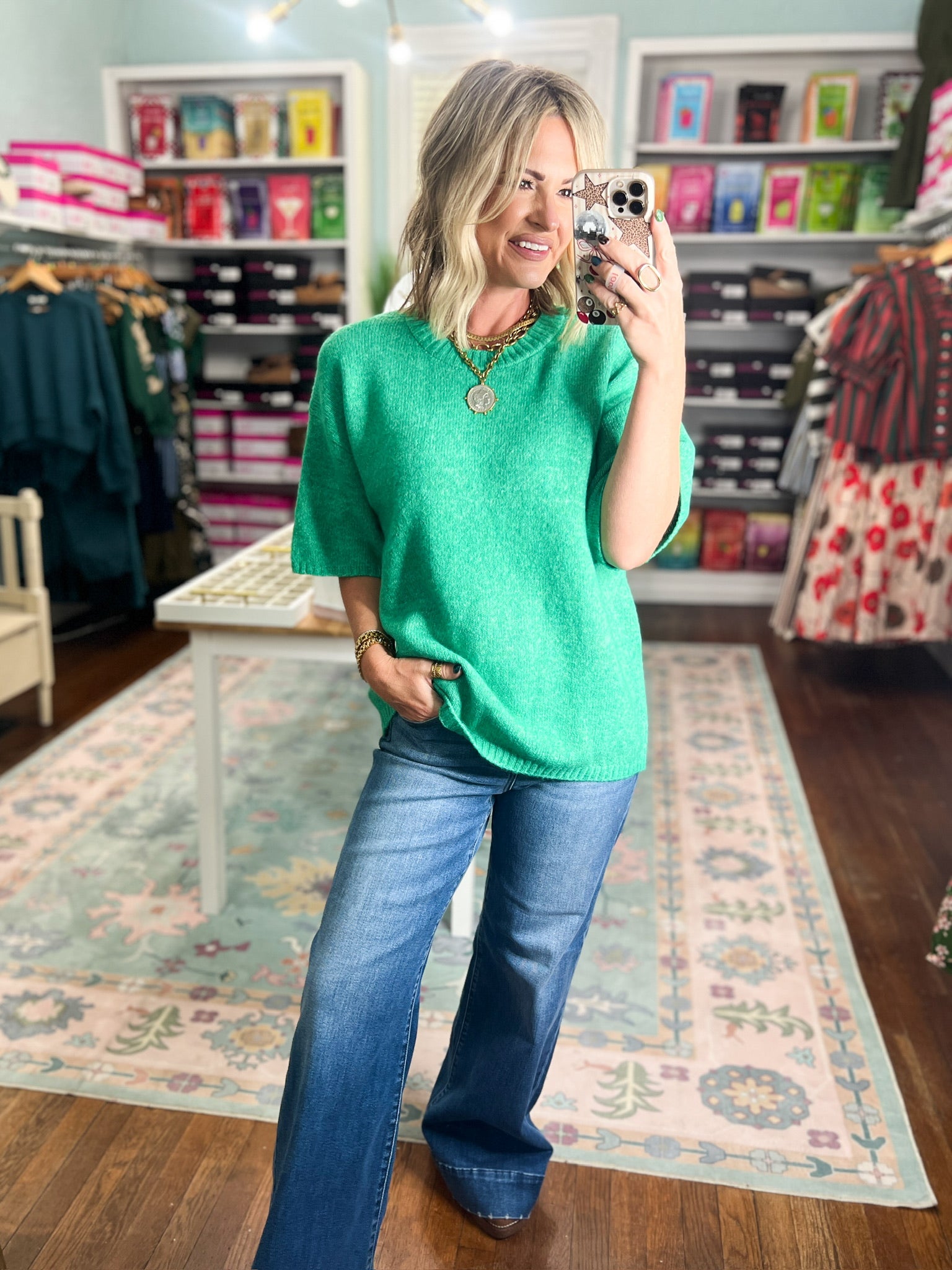 Consider It Covered Oversized Drop Shoulder Sweater - Green