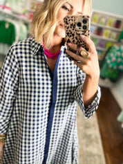 Little Moments Gingham Midi Dress - Navy