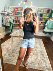 Breathe Deeper Ribbed Seamless Tank - Black