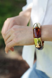 Jasmine Resin Stretch Bracelet -Tortoise