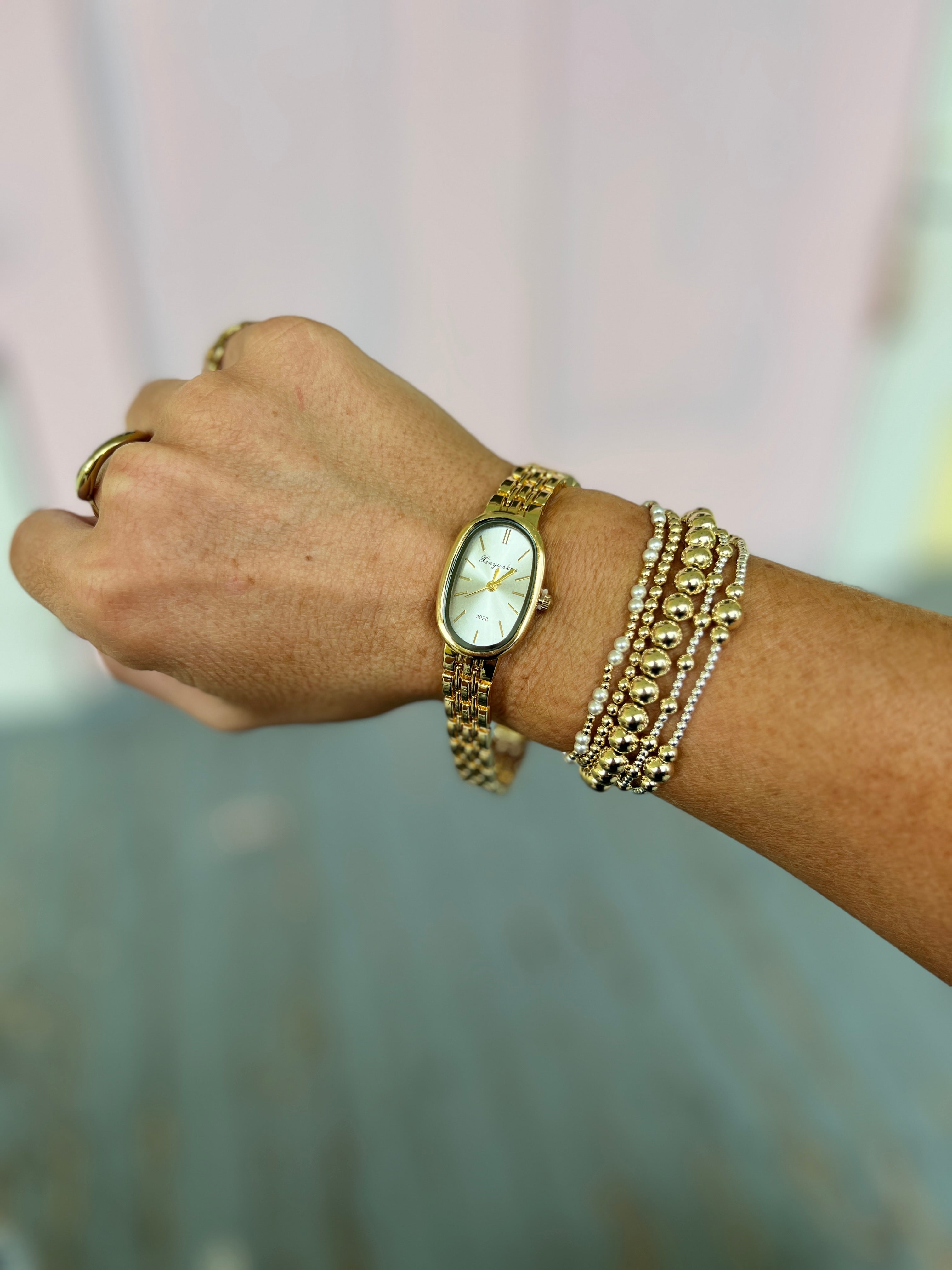 Oval Watch Bracelet - Gold