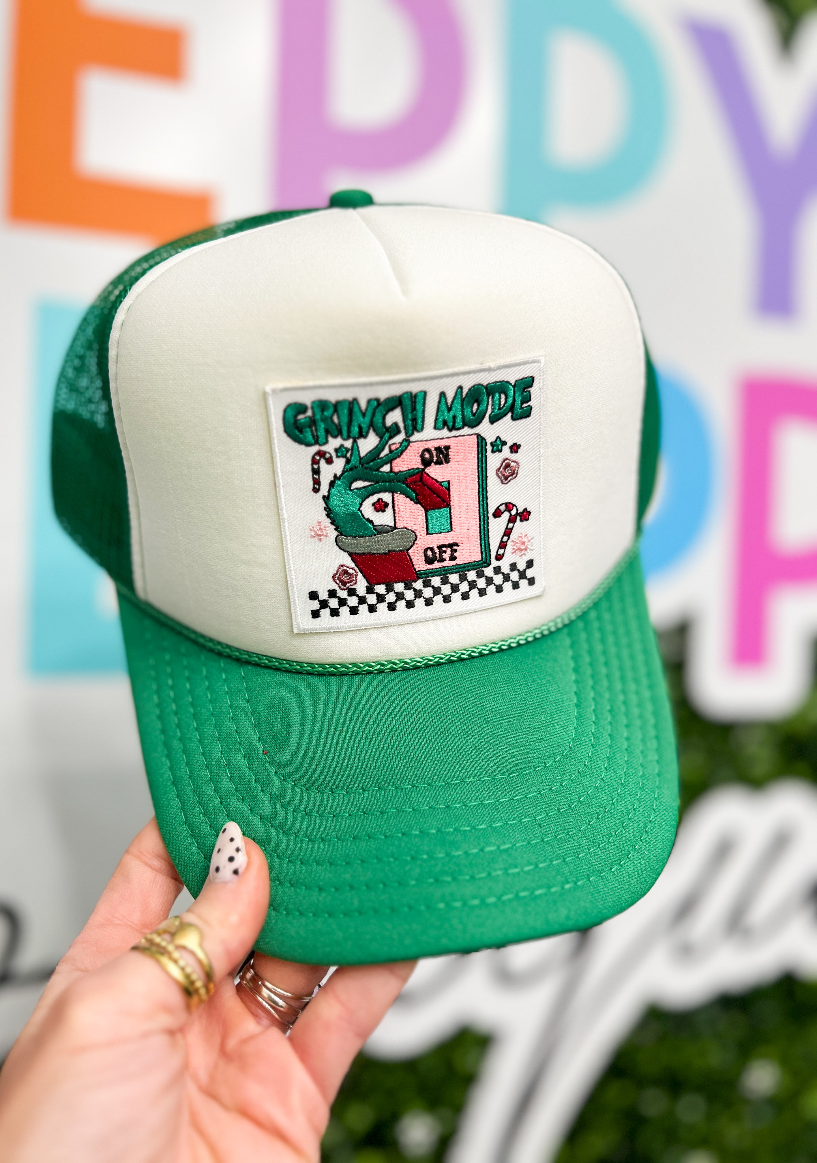 Grinch Mode Trucker Hat - Green