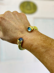 Jewel End Antique Cuff Bracelet- Sapphire