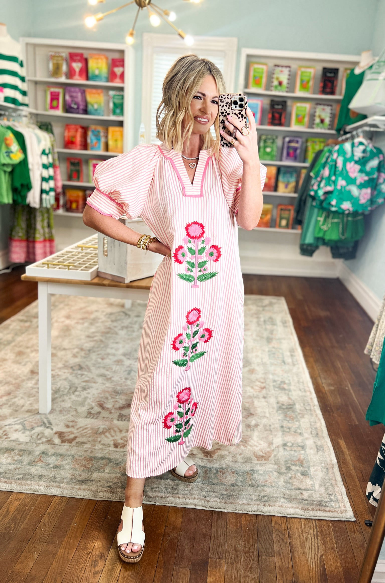 Bloom Bright Striped Midi Dress - Pink