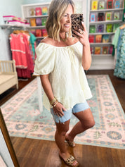 Share Your Happiness Textured Top - Ivory