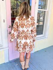 Like a Love Song Boho Floral Dress - Taupe