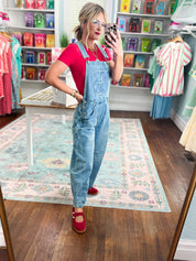 Just Ask Mineral Washed Barrel Leg Overalls