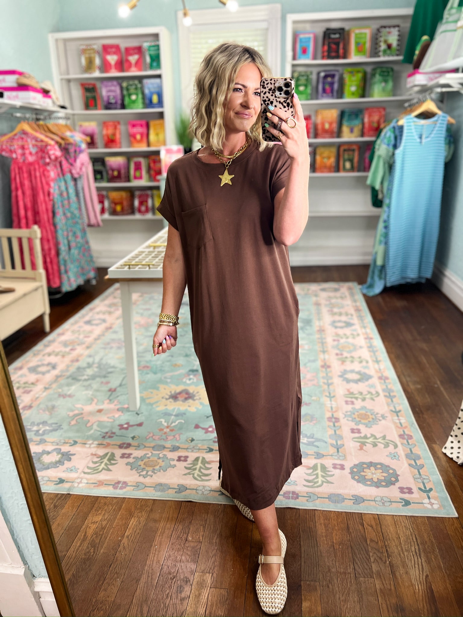 A Clear Mind Midi Dress - Brown