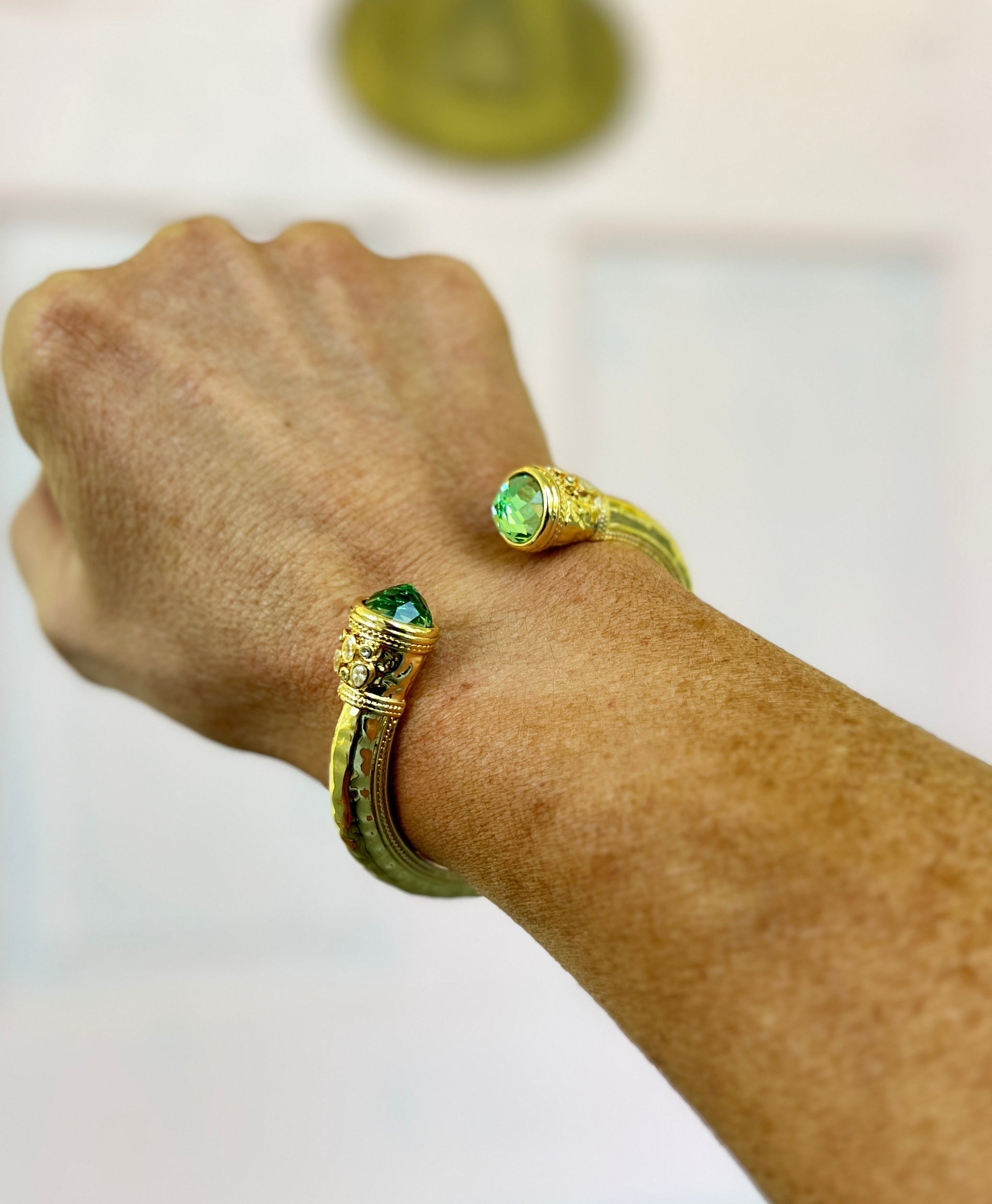 Jewel End Antique Cuff Bracelet- Peridot