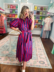 Round of Applause Striped Midi Dress
