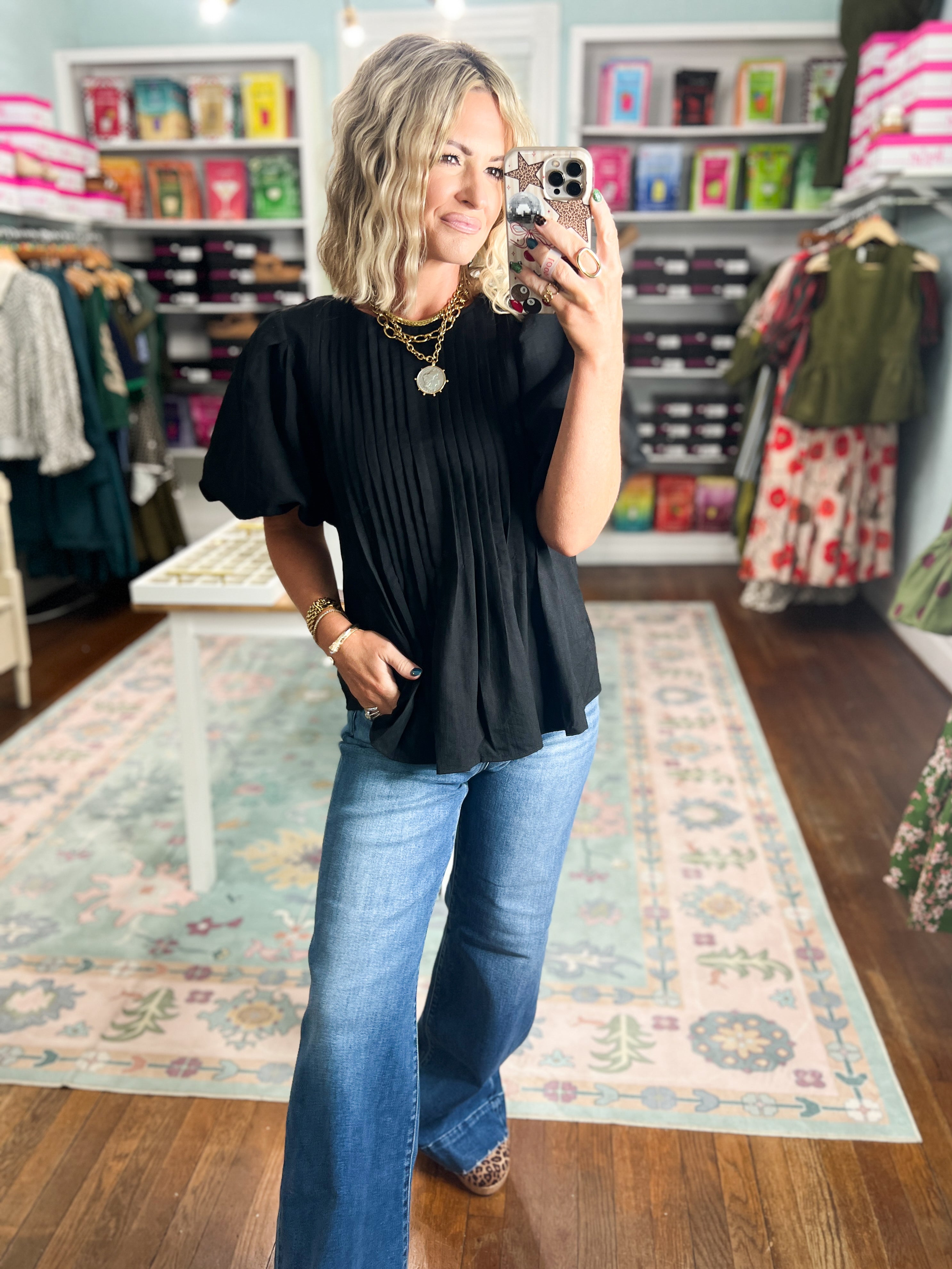 Midnight Pleated Blouse