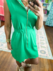 Relaxed Everyday Sleeveless Mini Dress - Green