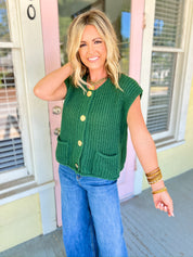 Find Your Voice Button Front Sweater - Dk Green