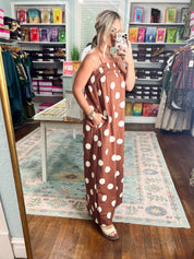 Mocha Dot Maxi Dress - Brown