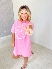 A Reason To Smile T-Shirt Dress - Barbie Pink