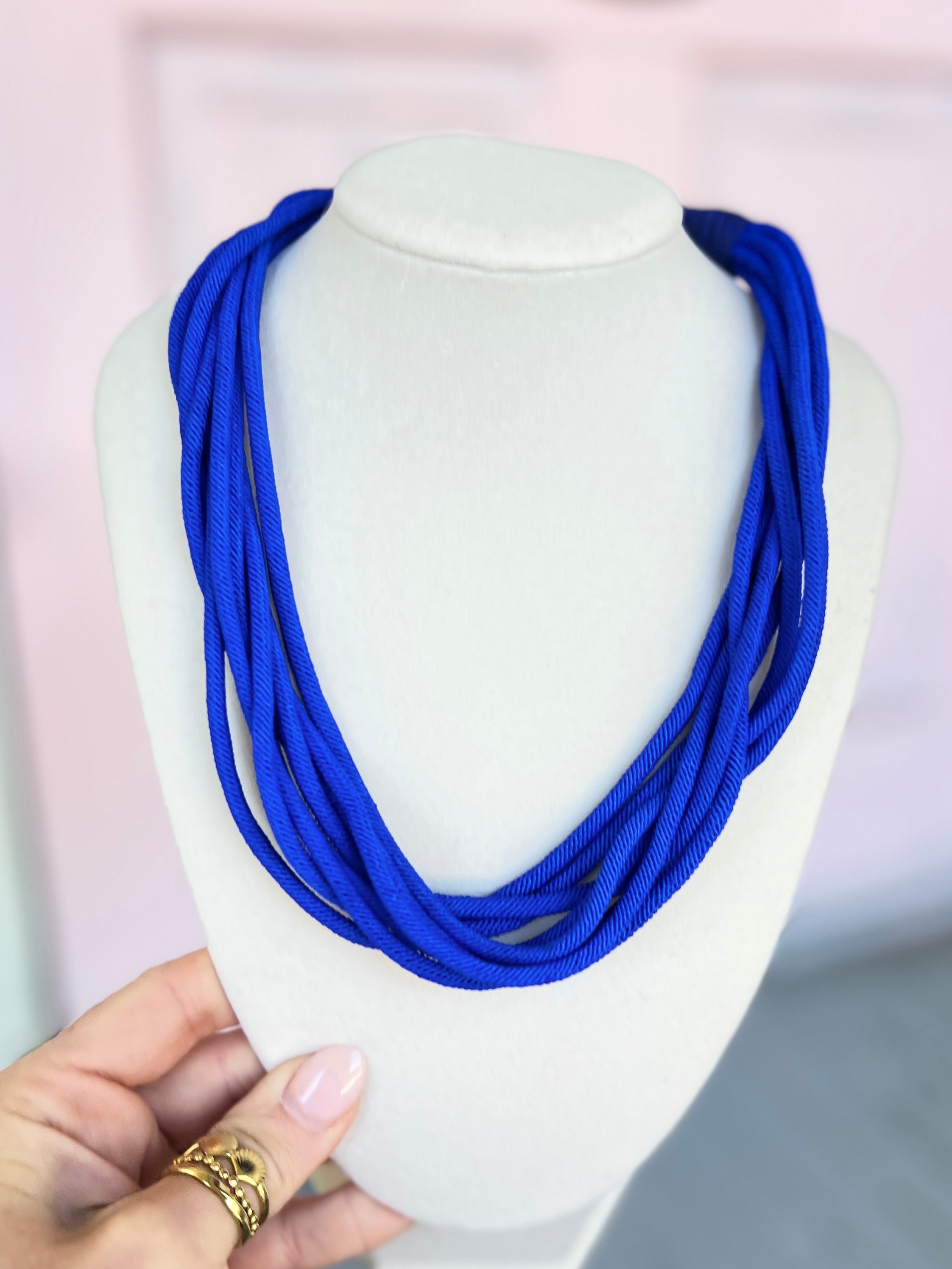 Multi Layered Rope Necklace - Royal Blue