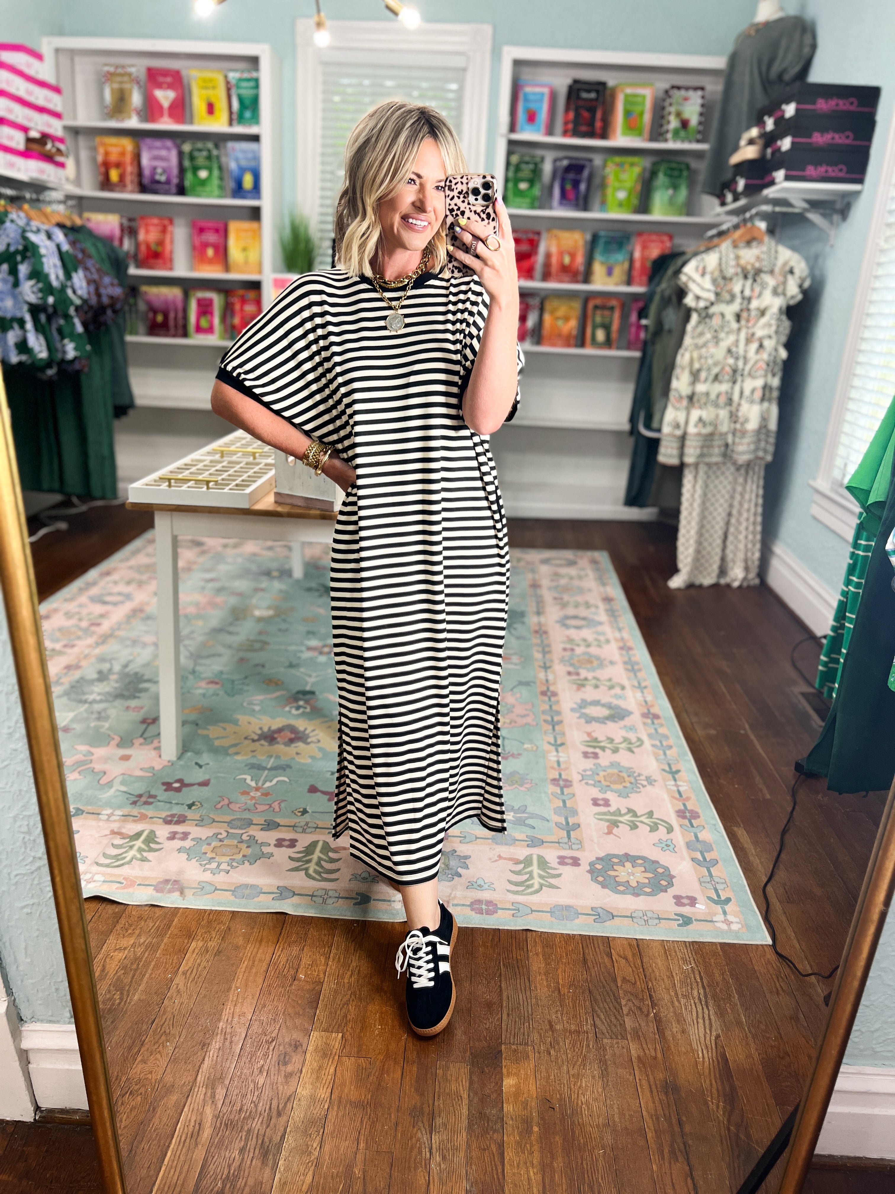 At a Glance Striped Midi Dress