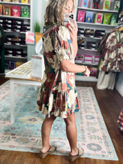 Amber Blooms Floral Mini Dress