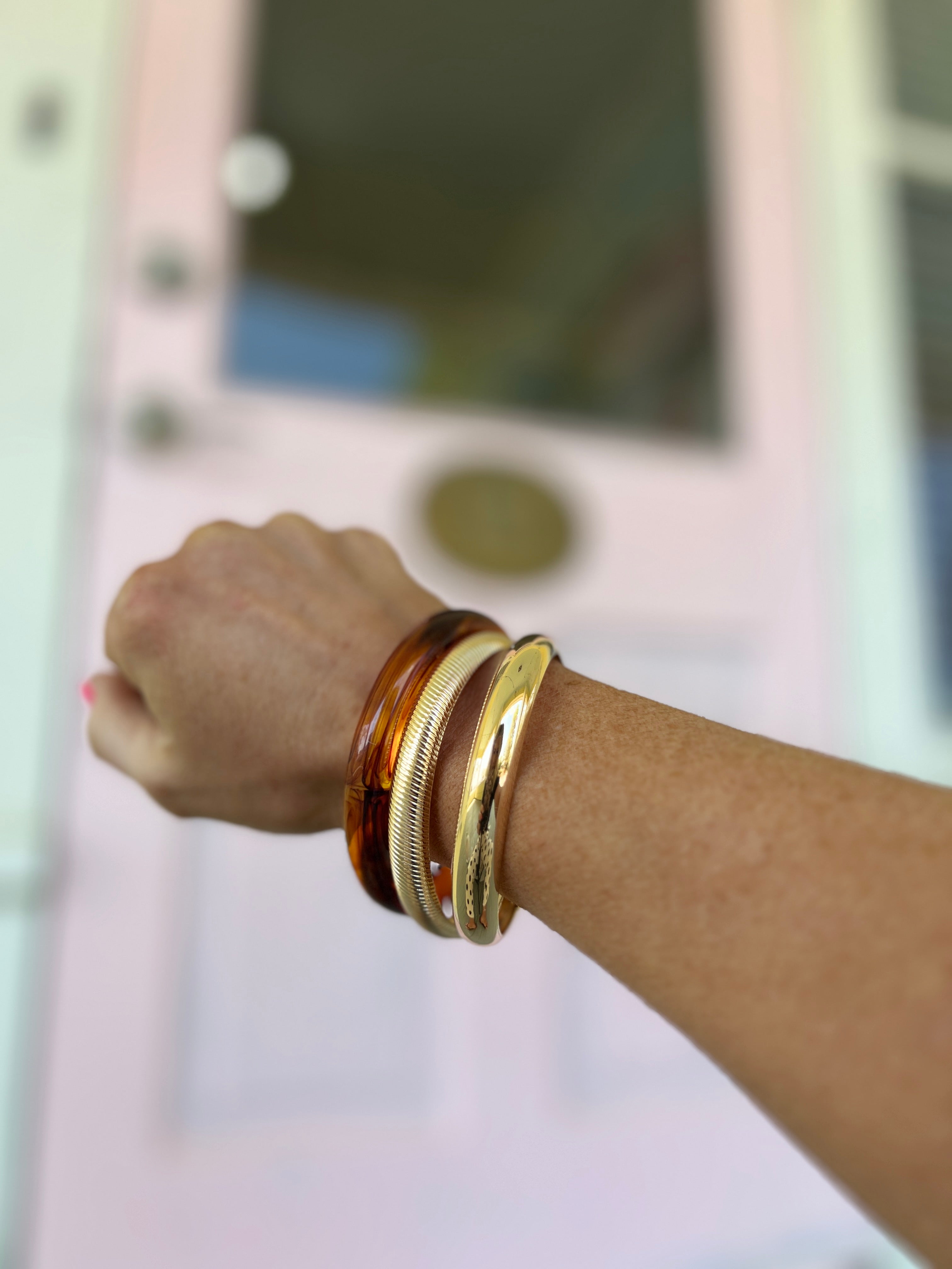 Resin and Metal Bangle Bracelet