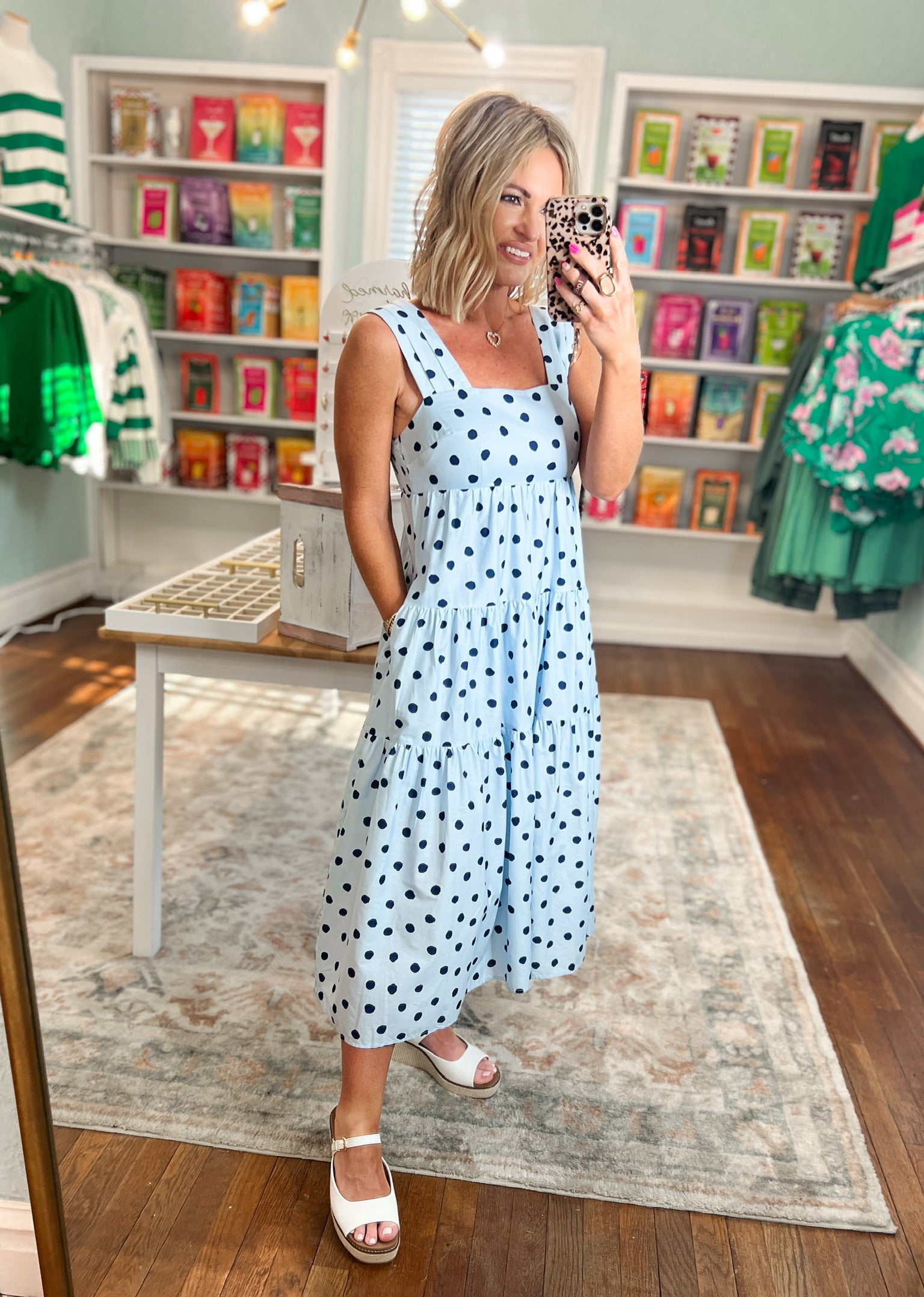 All Is Well Tiered Midi Dress - Blue