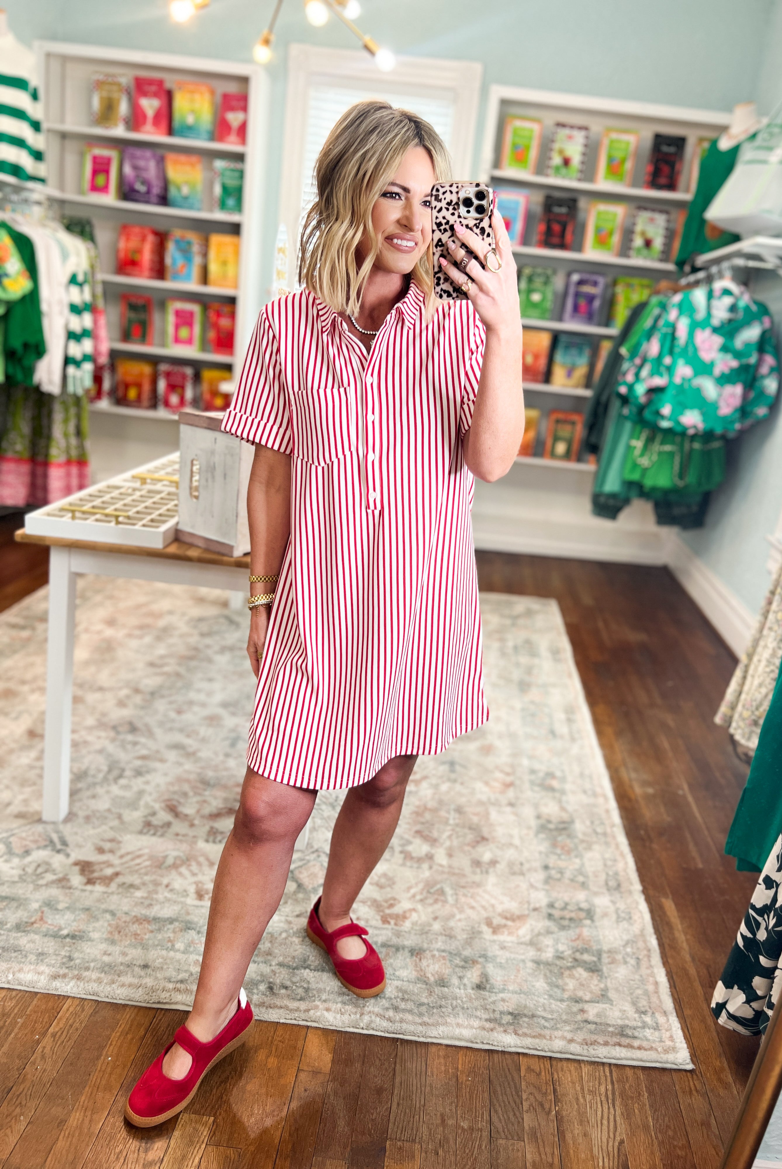 Great Days Ahead Striped T-Shirt Dress - Ruby