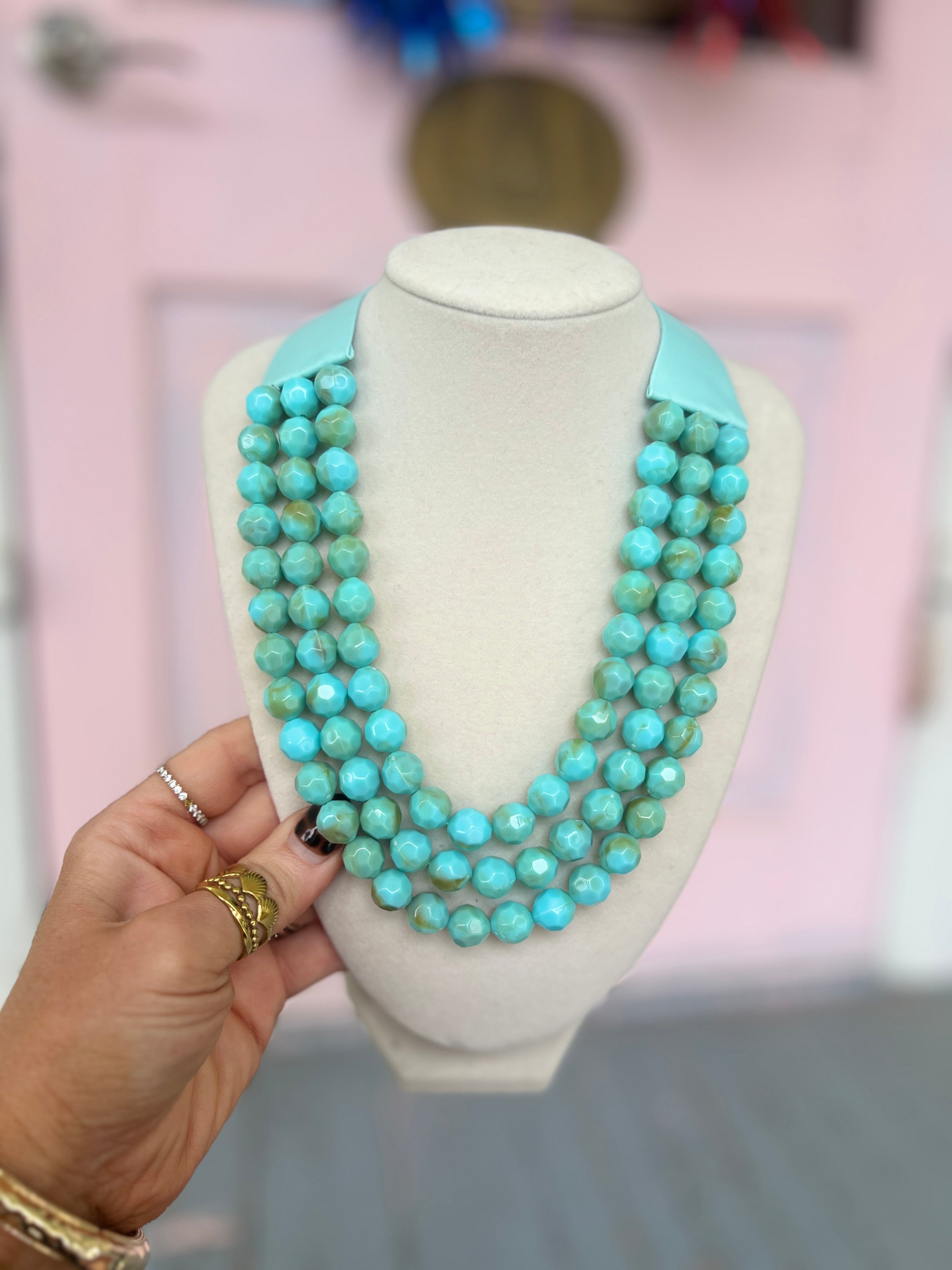 Faceted Bead Necklace -Turquoise