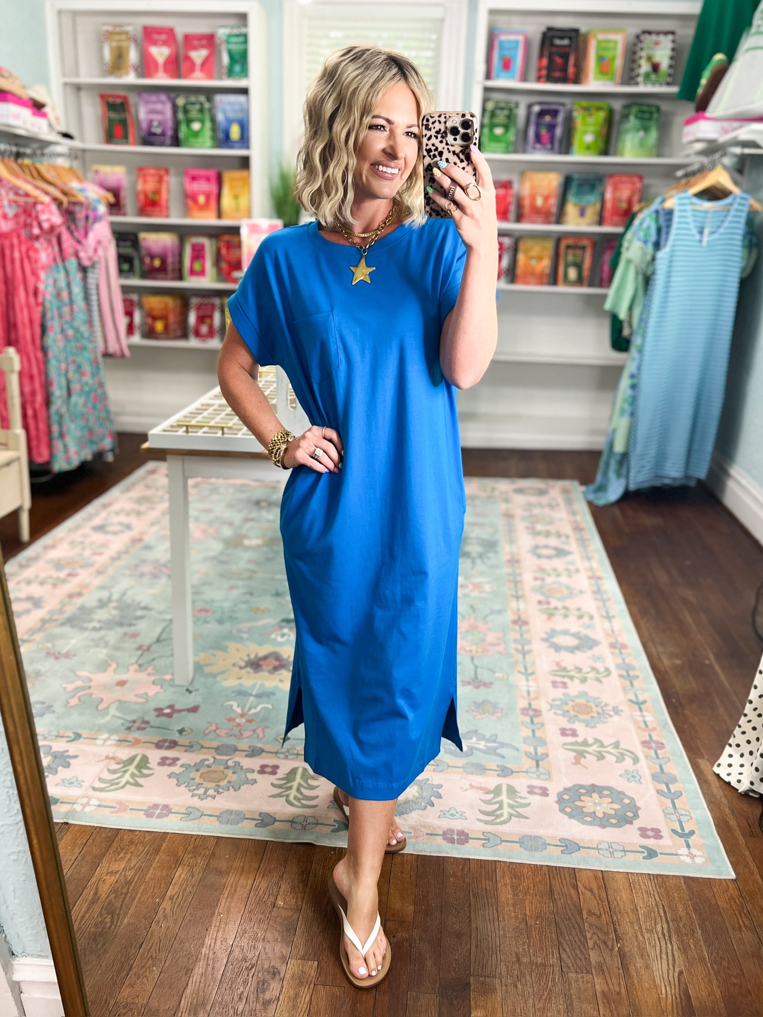 A Clear Mind Midi Dress - Ocean Blue