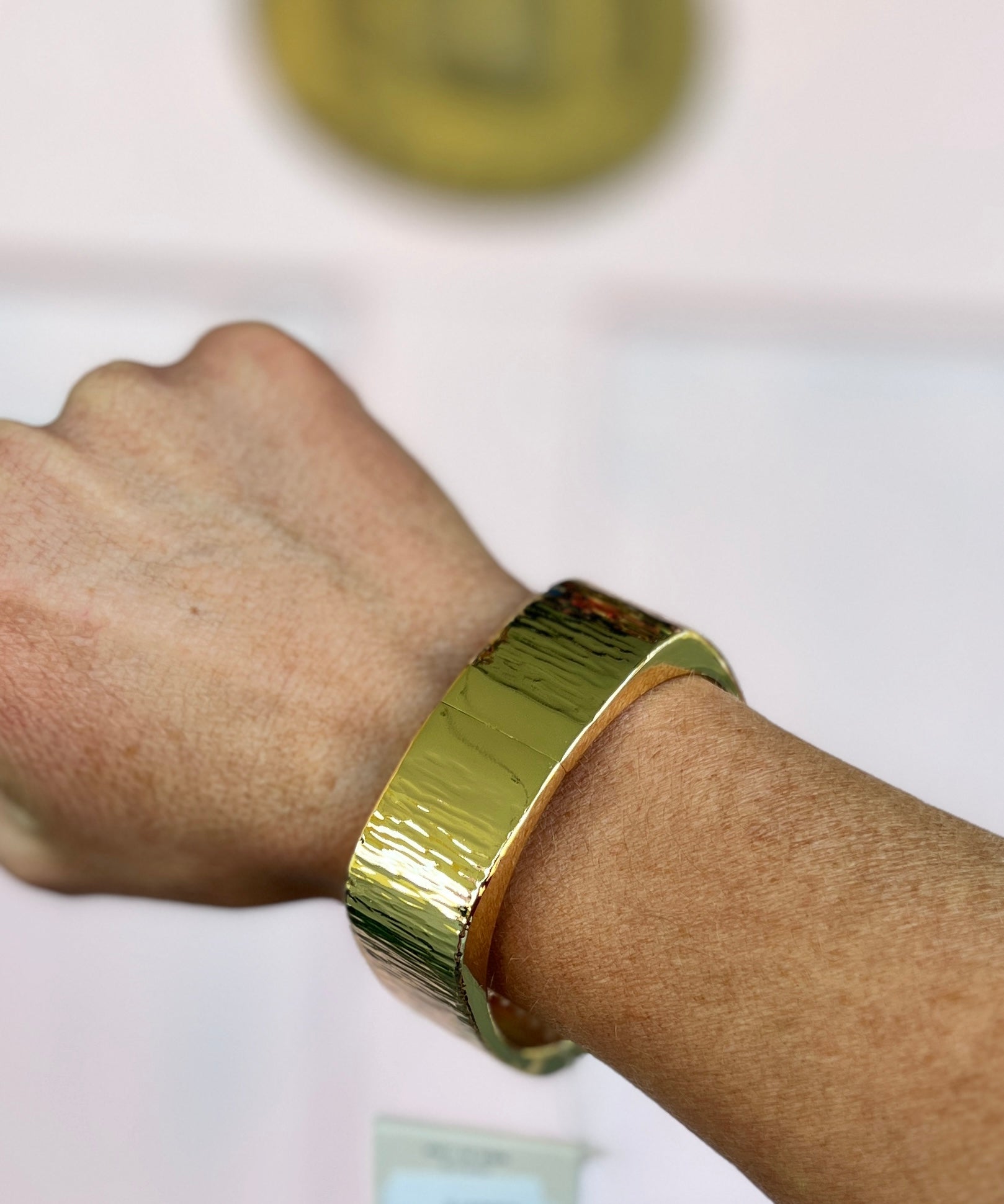 Wide Textured Square Bangle Bracelet