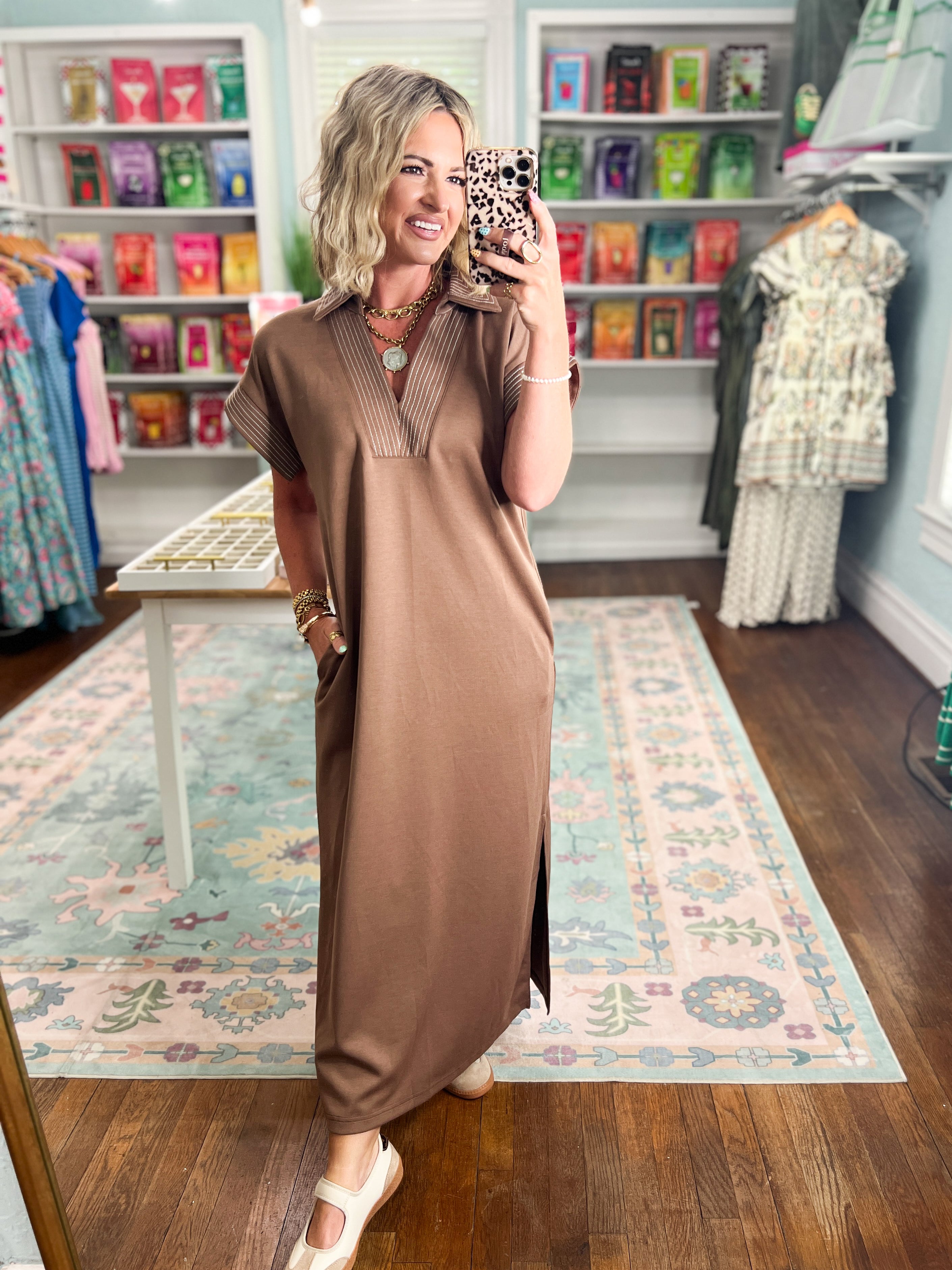 All Set Short Sleeve Midi Dress