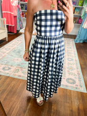 Elegance Unfolded Strapless Midi Dress