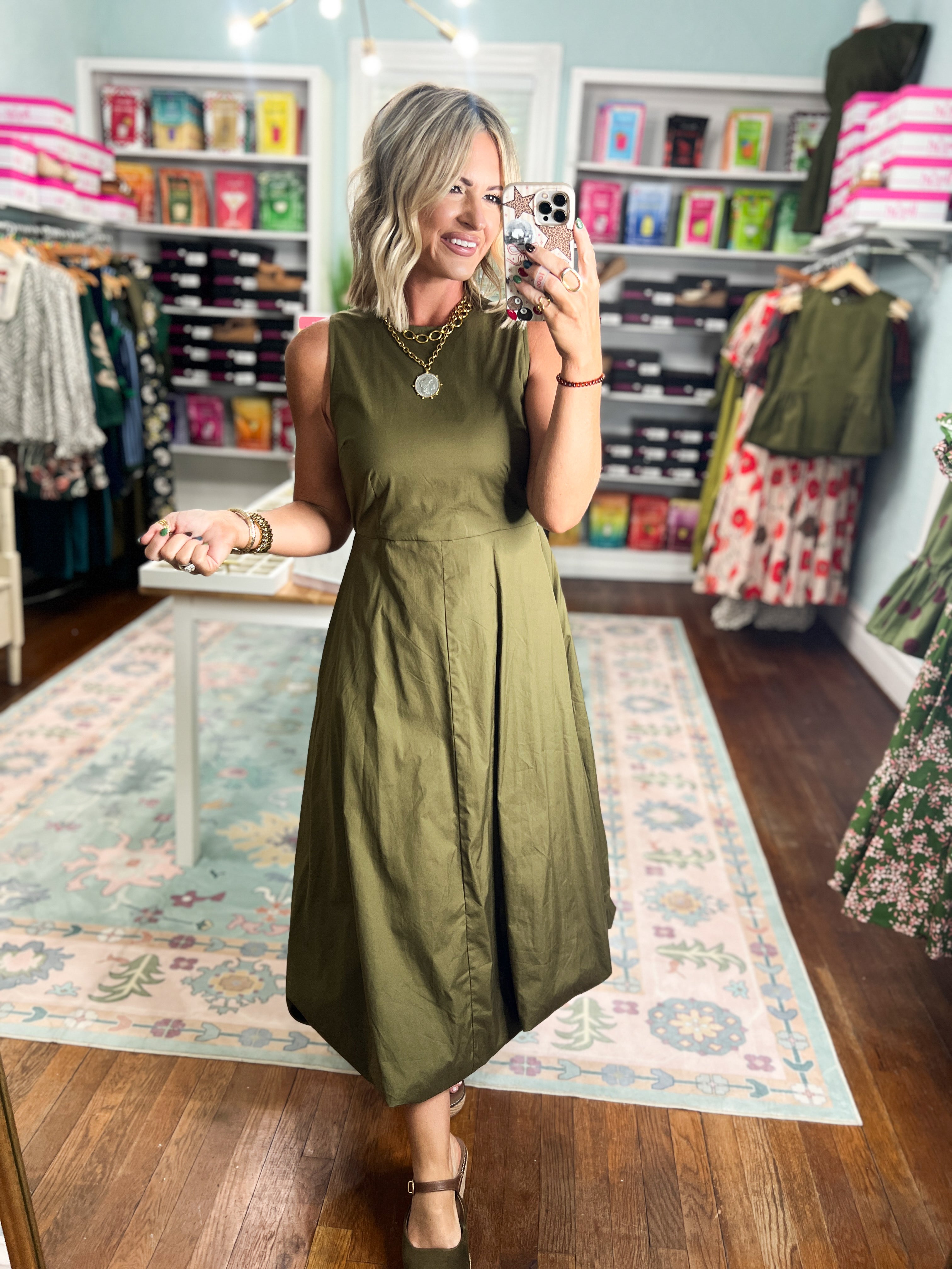 Get Their Attention Midi Dress - Olive