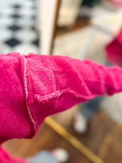 Crisp Breeze Mock Neck Sweater - Neon Hot Pink