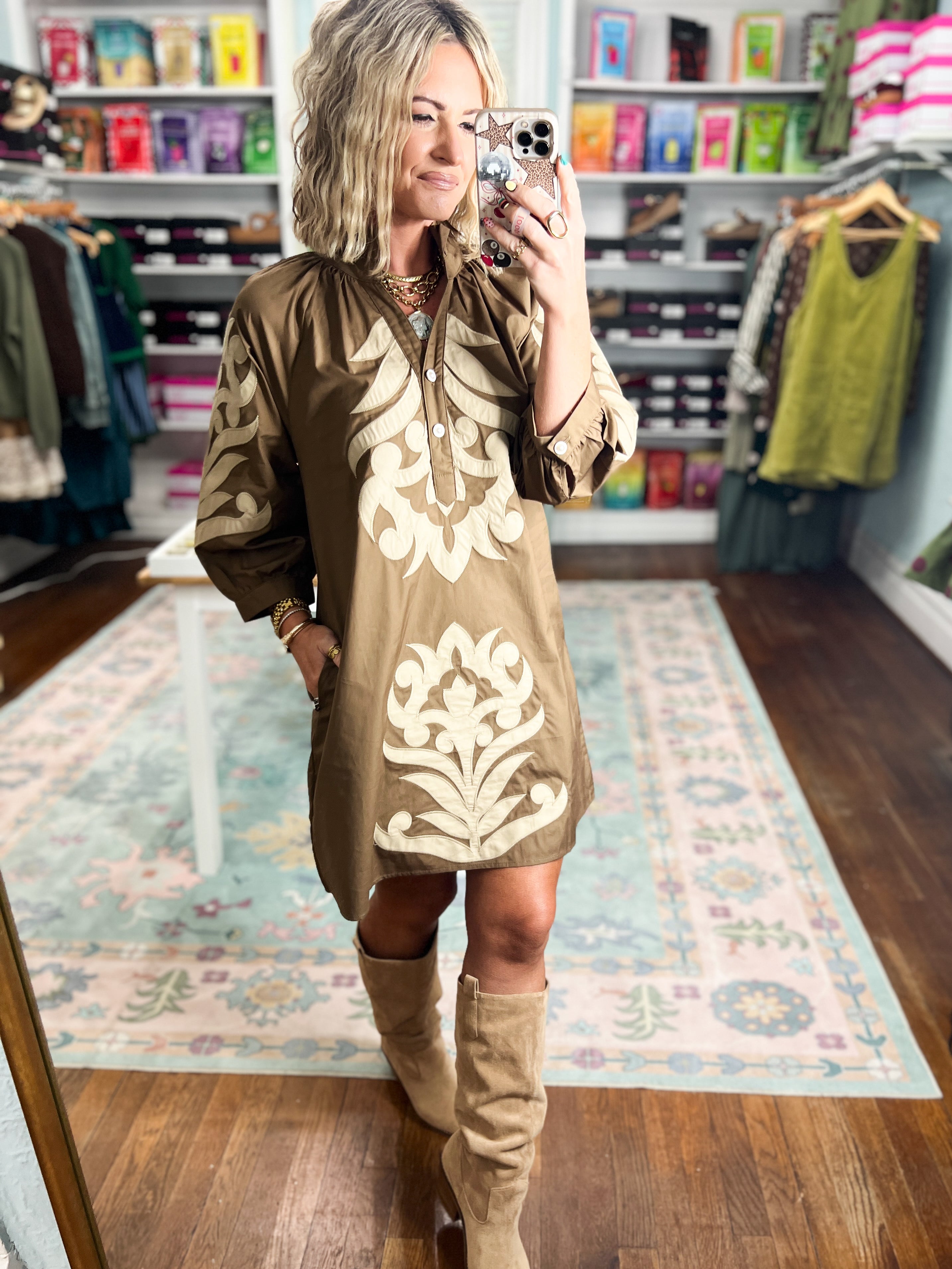 Made to Impress Baroque Floral Dress - Brown