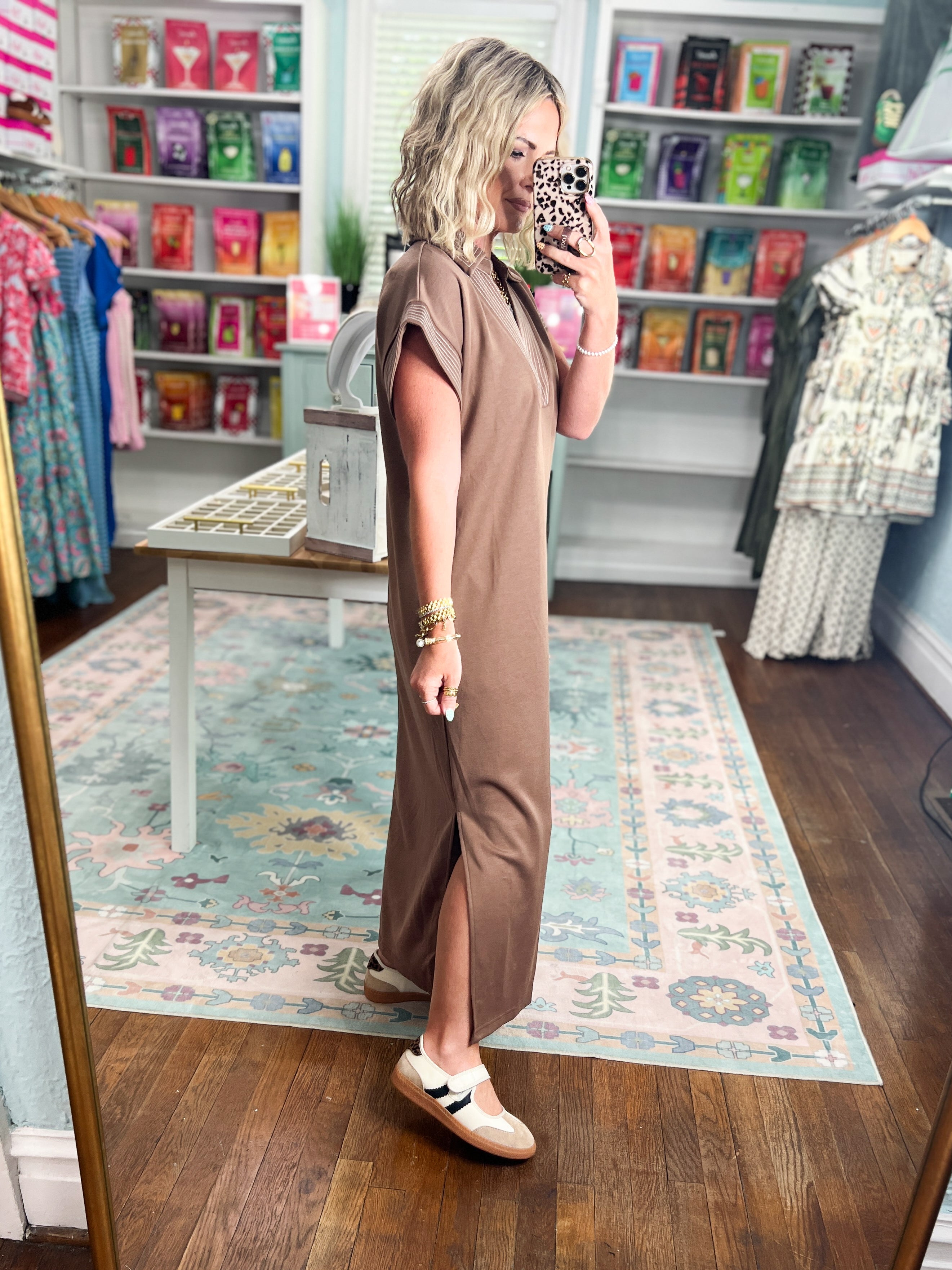 All Set Short Sleeve Midi Dress