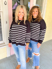 Sucker For You Striped Sweater - Black