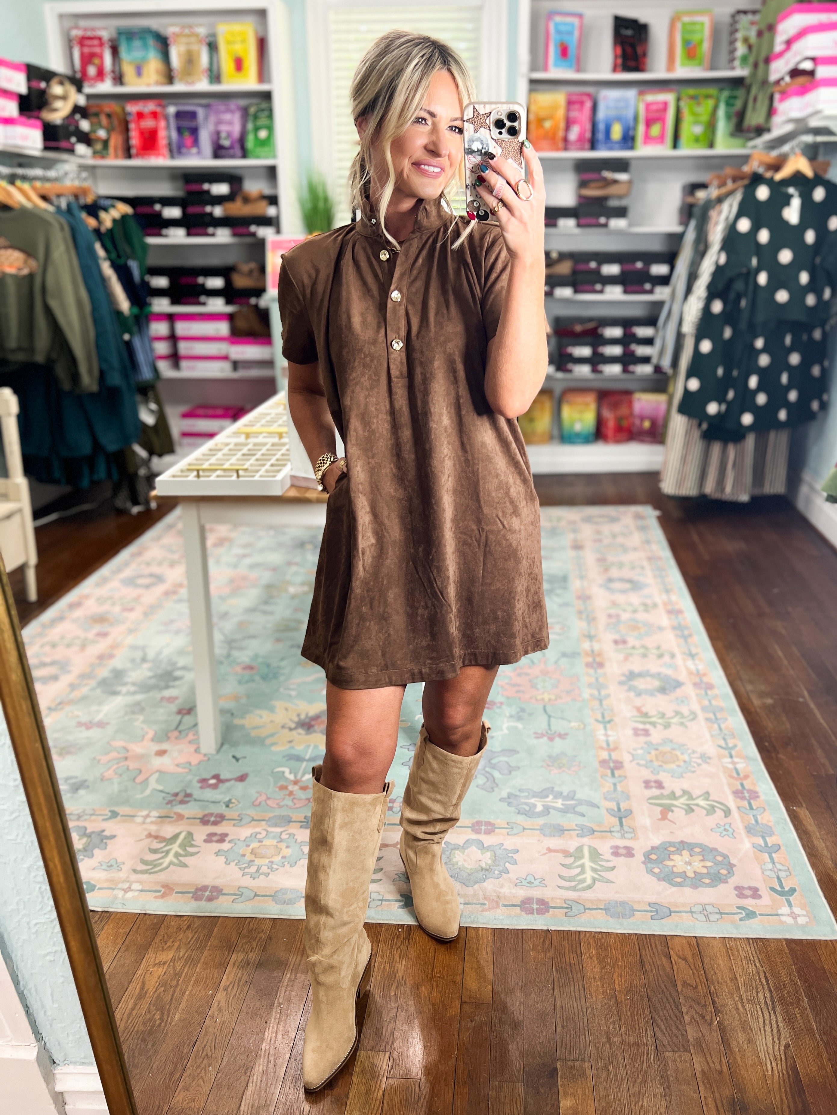 If You Insist Brush Mini Dress - Brown