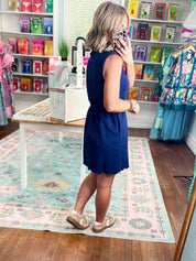 Relaxed Everyday Sleeveless Mini Dress - Navy