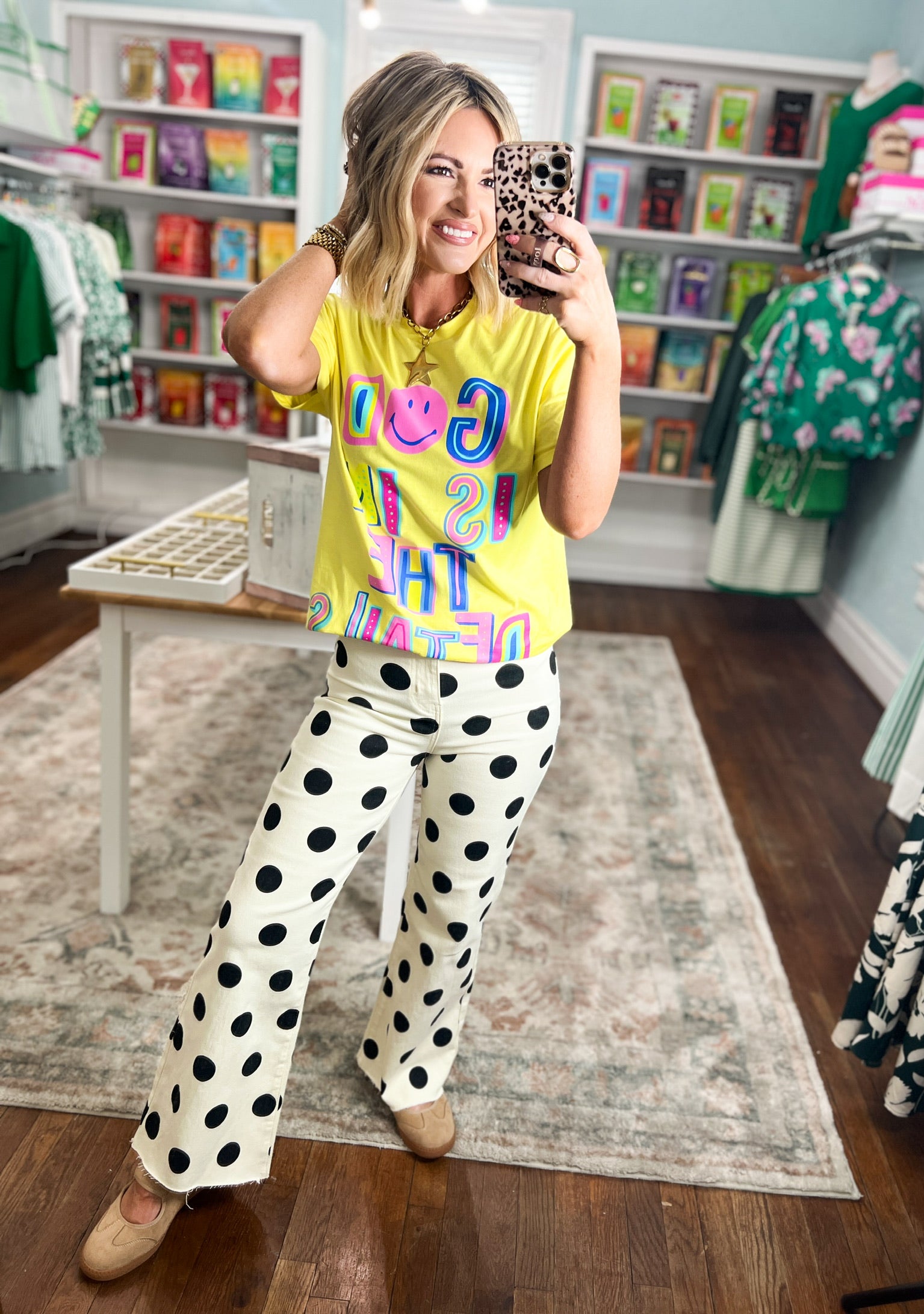 Loving The Dots Stretchy Denim Pants