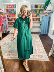Everywhere Together Midi Dress - Hunter Green