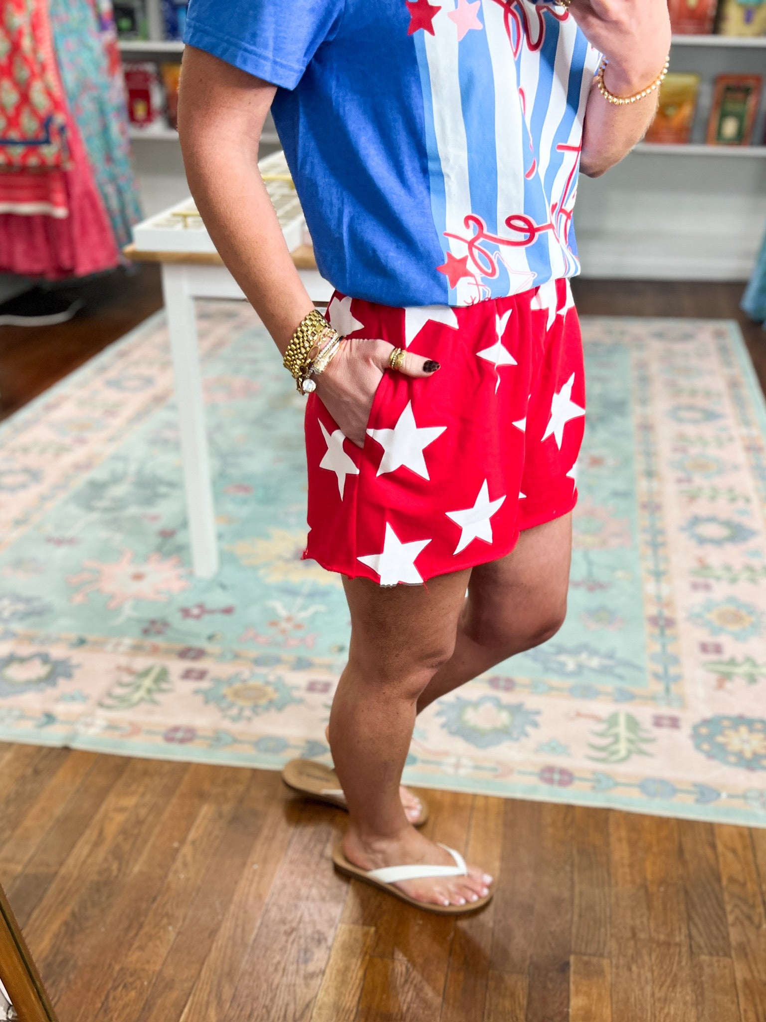 Cosmic Cutie French Terry Shorts - Red