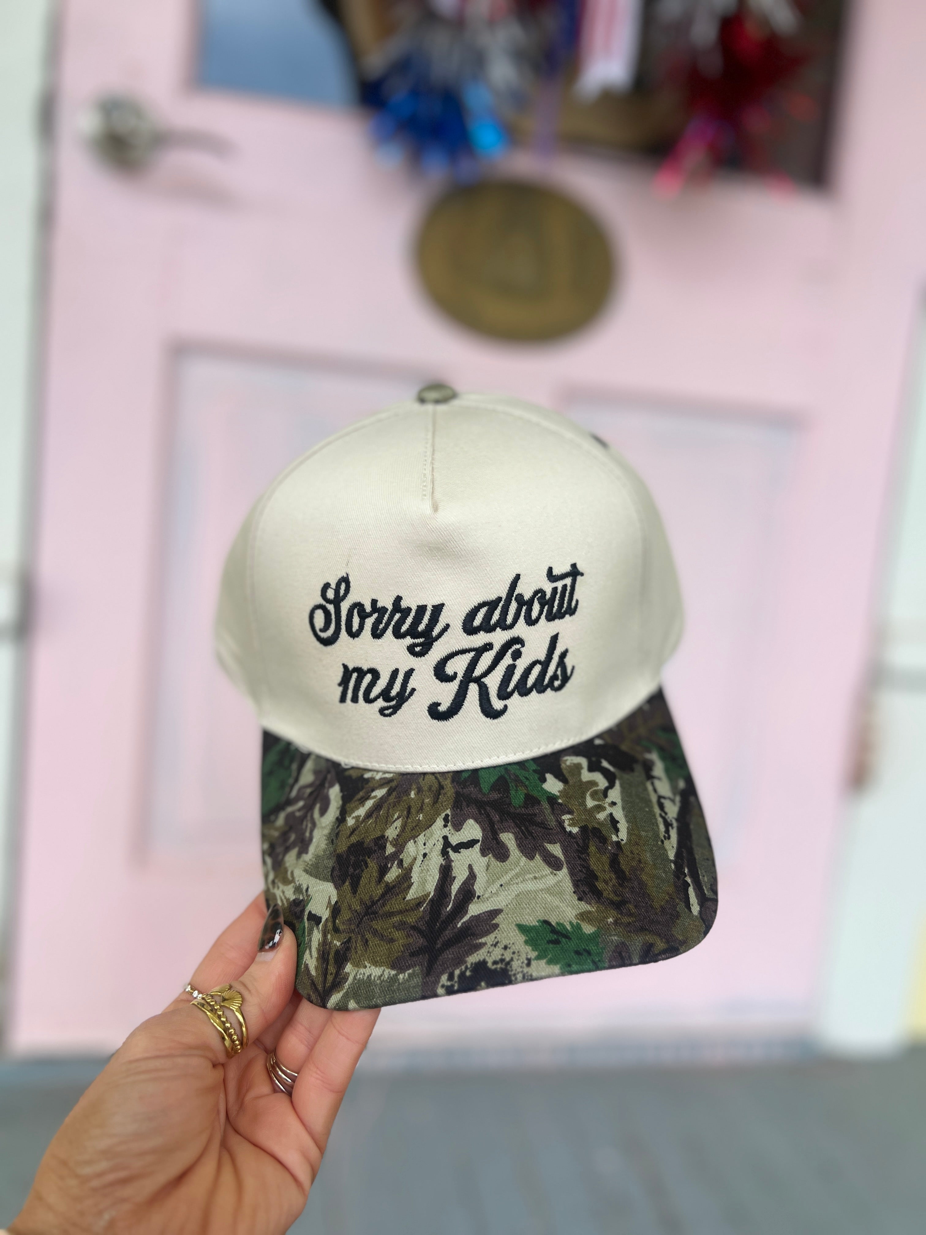 Sorry About My Kids Two Tone Snapback Hat - Camo
