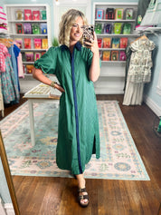 Just a Good Thing Midi Dress - Navy Green