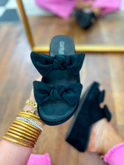 Corkys | Bowed Up - Black Faux Suede