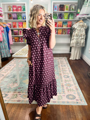 Vintage Spotlight Midi Dress - Wine