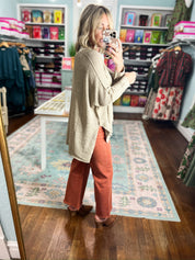 Why Not Dolman Sleeve Sweater Top - Lt. Mocha